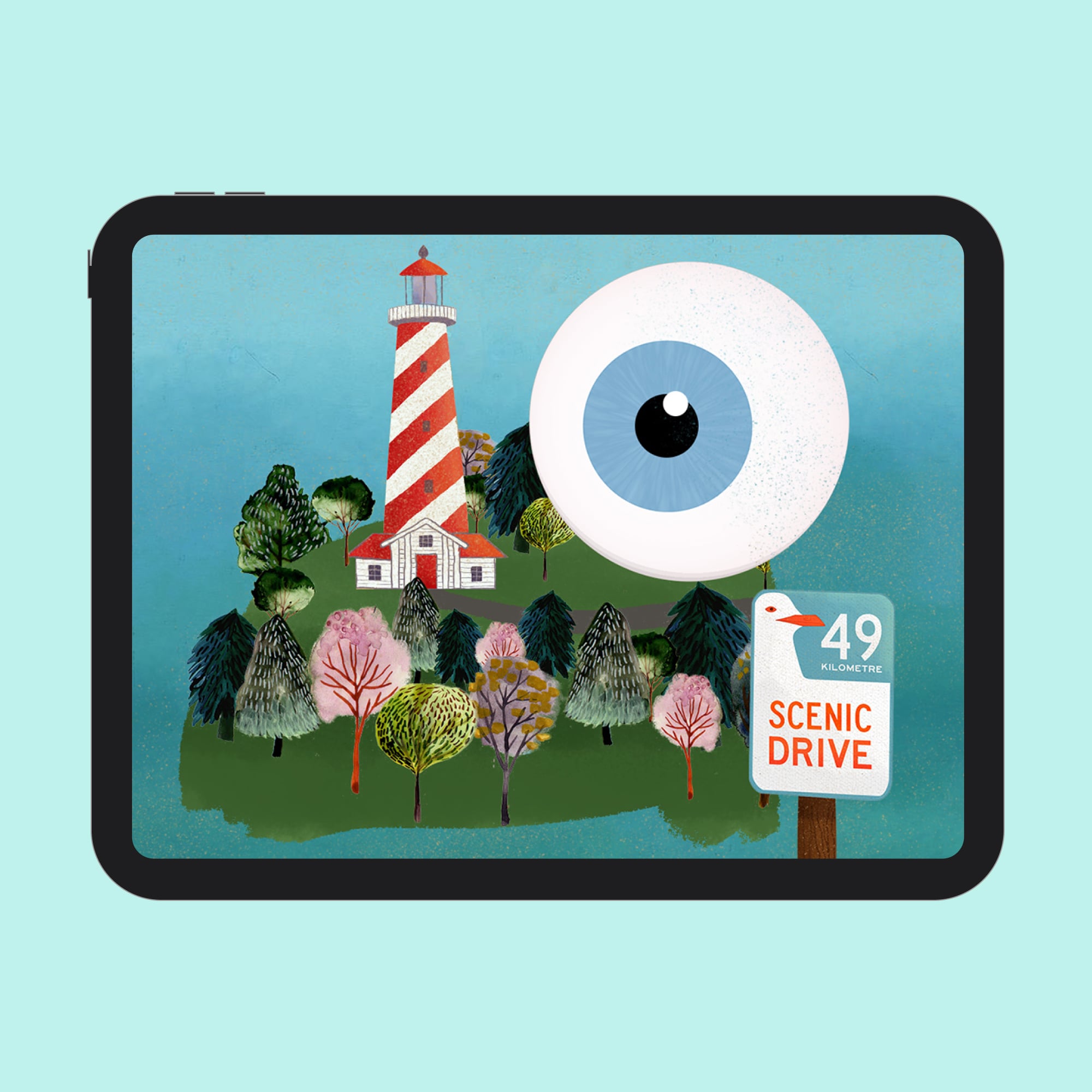 View of Basic Eye Anatomy screen showing an illustrated island and eye